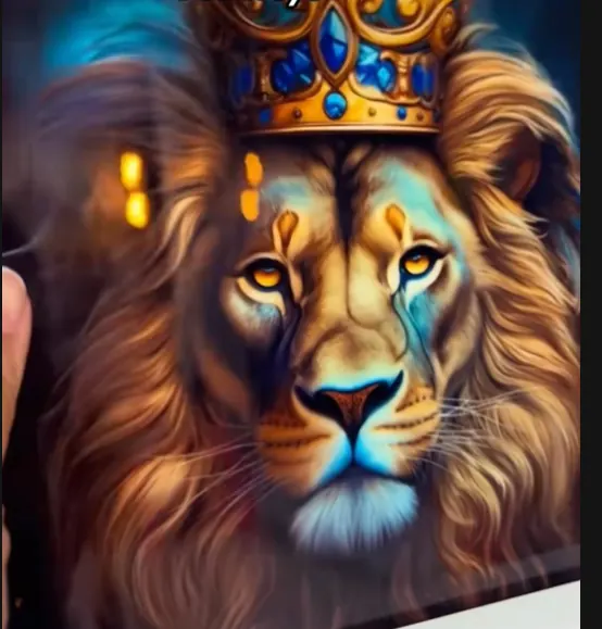 Quadro decorativo com leão coroado