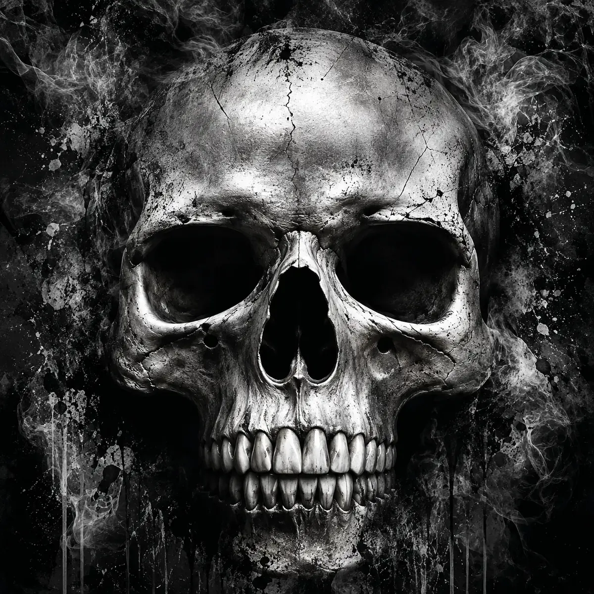 Arte de caveira em preto e branco para sublimação