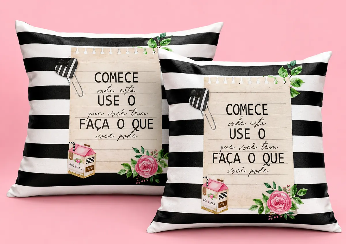 Almofadas com frases motivacionais