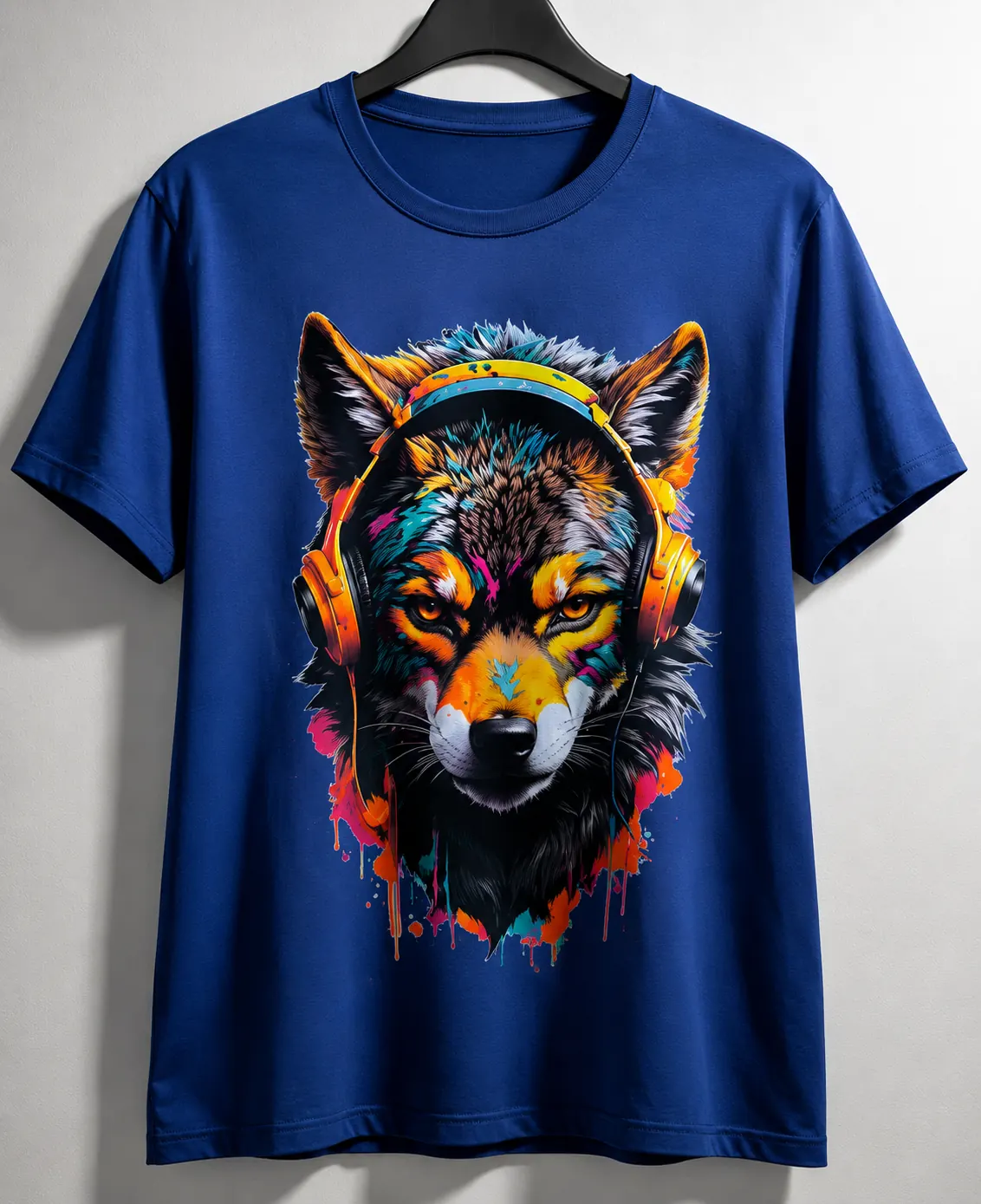 Camiseta sublimada com lobo de fone